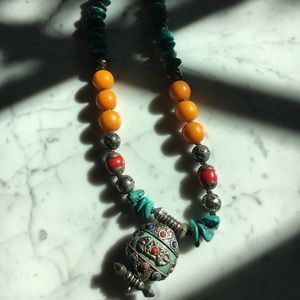 Statement turquoise and silver necklace